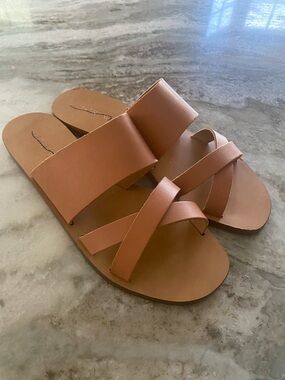 J.Crew Bali Tan Leather strappy slide sandal size 8